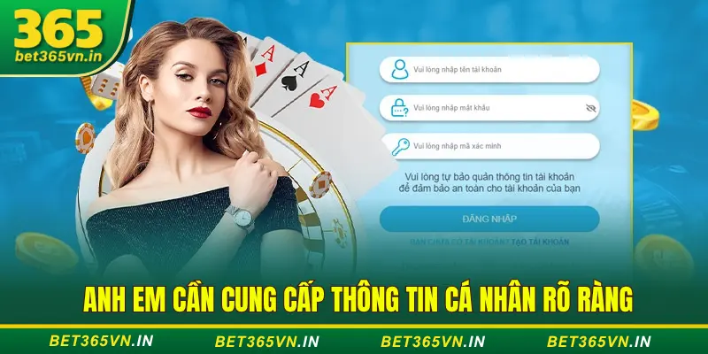 Thông tin cần cung cấp khi xác minh tài khoản Bet365